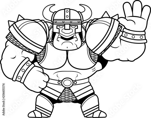 Cartoon Orc Warrior Waving