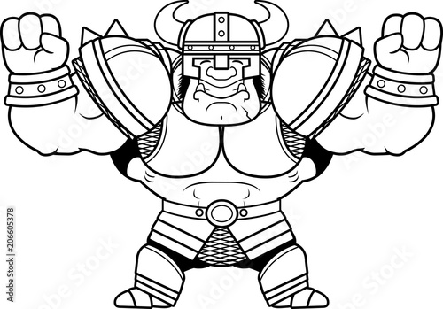 Cartoon Orc Warrior Celebrating