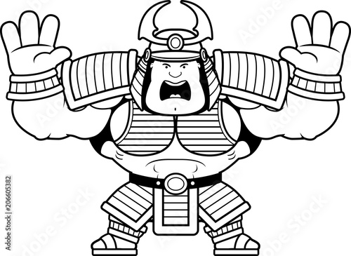 Cartoon Samurai Scared