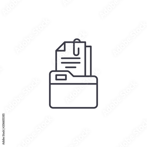 Folder with documents linear icon concept. Folder with documents line vector sign, symbol, illustration.