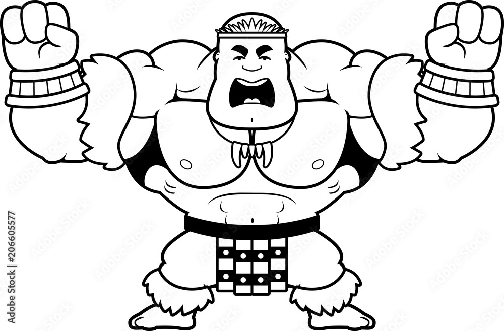 Cartoon Zulu Warrior Angry
