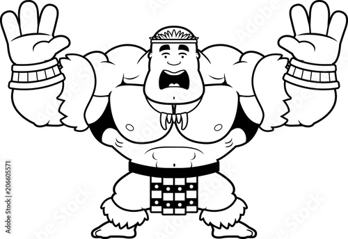 Cartoon Zulu Warrior Scared