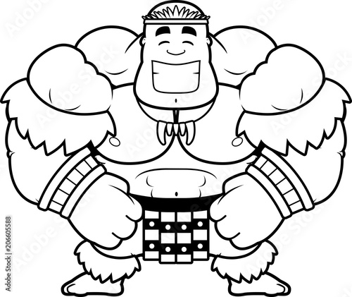 Cartoon Zulu Warrior Smiling