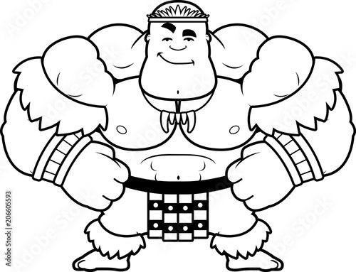 Cartoon Zulu Warrior Confident