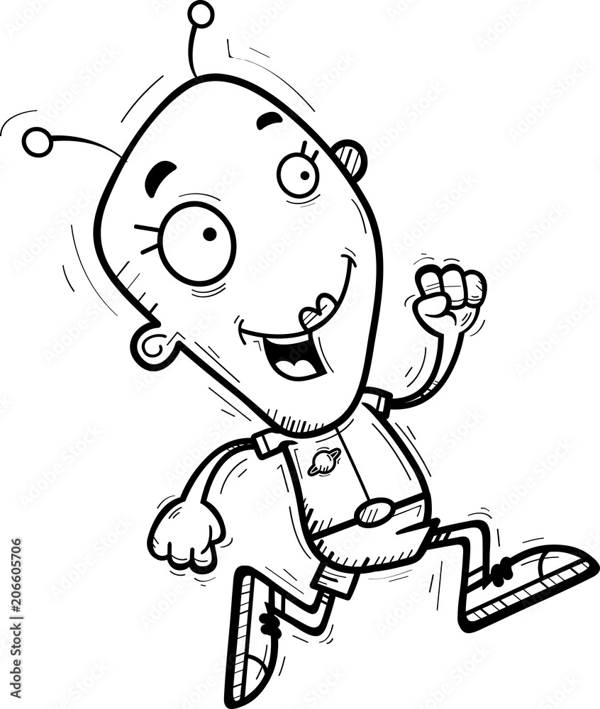 Fototapeta premium Cartoon Alien Woman Running