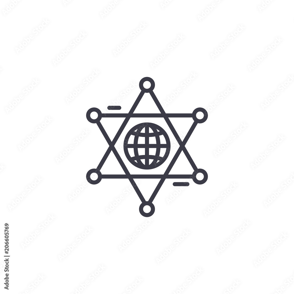 Global cooperation linear icon concept. Global cooperation line vector sign, symbol, illustration. Global cooperation linear icon concept. Global cooperation line vector sign, symbol, illustration.