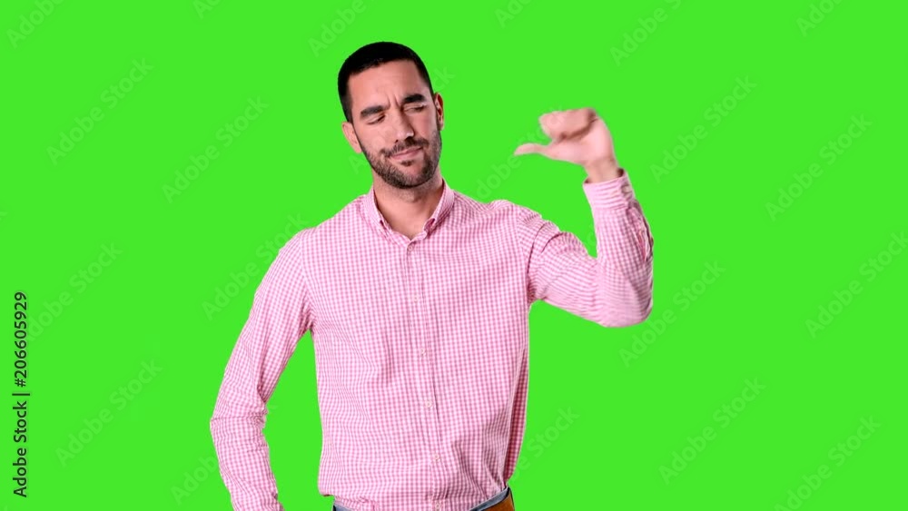 Depressed young man doing a loser gesture - Chroma background Depressed young man doing a loser gesture - Chroma background