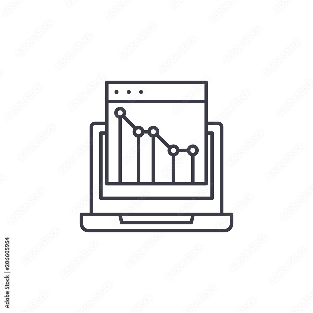 Graph linear icon concept. Graph line vector sign, symbol, illustration. Graph linear icon concept. Graph line vector sign, symbol, illustration.