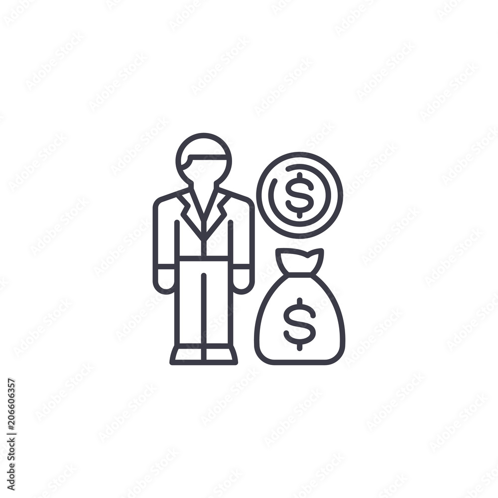 Income generation linear icon concept. Income generation line vector sign, symbol, illustration.