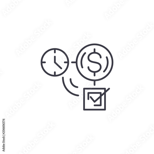 Income per time unit linear icon concept. Income per time unit line vector sign, symbol, illustration.