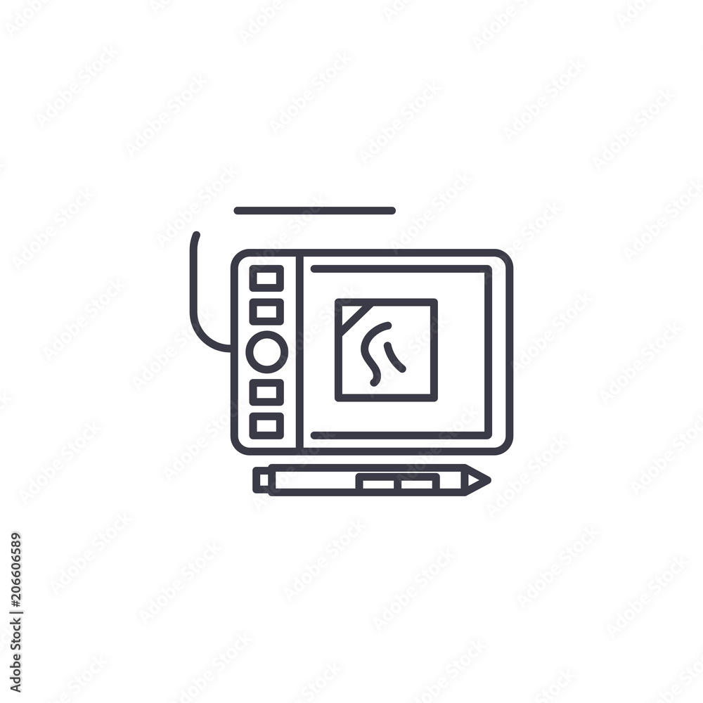 Interactive tools linear icon concept. Interactive tools line vector sign, symbol, illustration. Interactive tools linear icon concept. Interactive tools line vector sign, symbol, illustration.