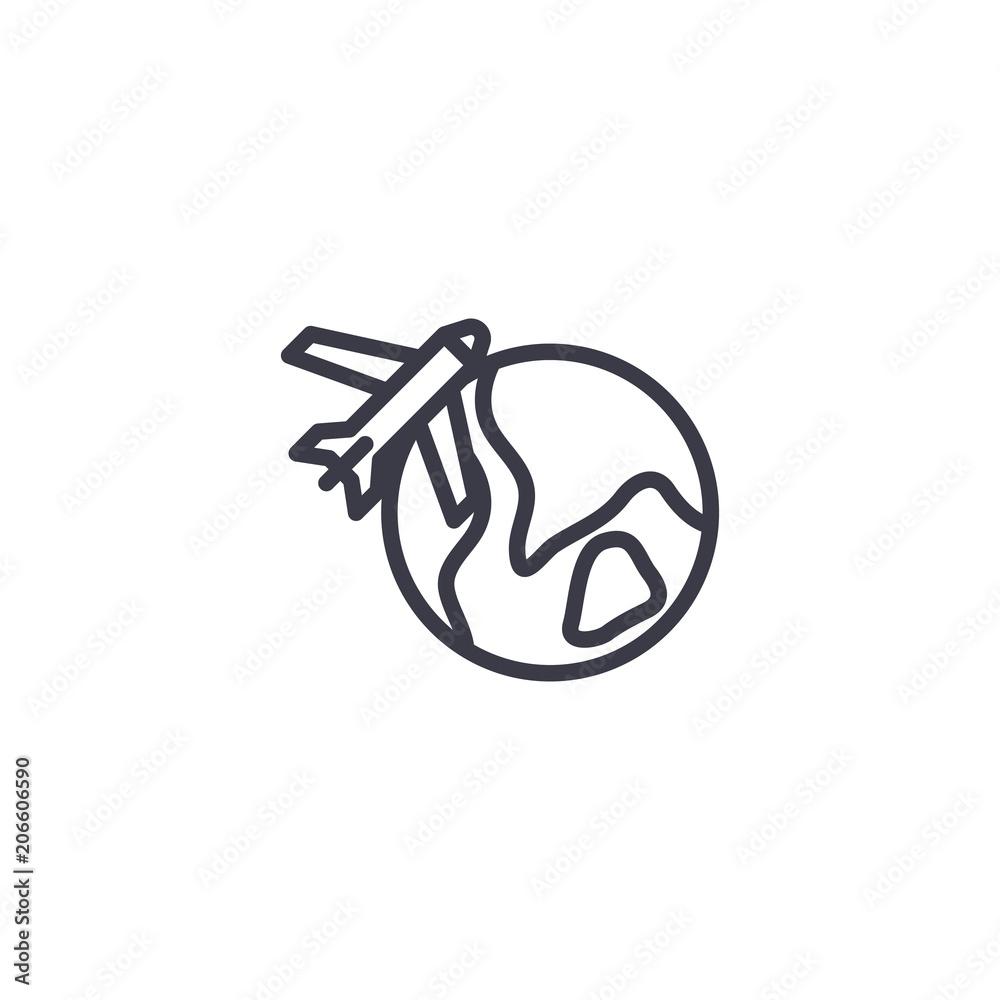 International airlines linear icon concept. International airlines line vector sign, symbol, illustration. International airlines linear icon concept. International airlines line vector sign, symbol, illustration.
