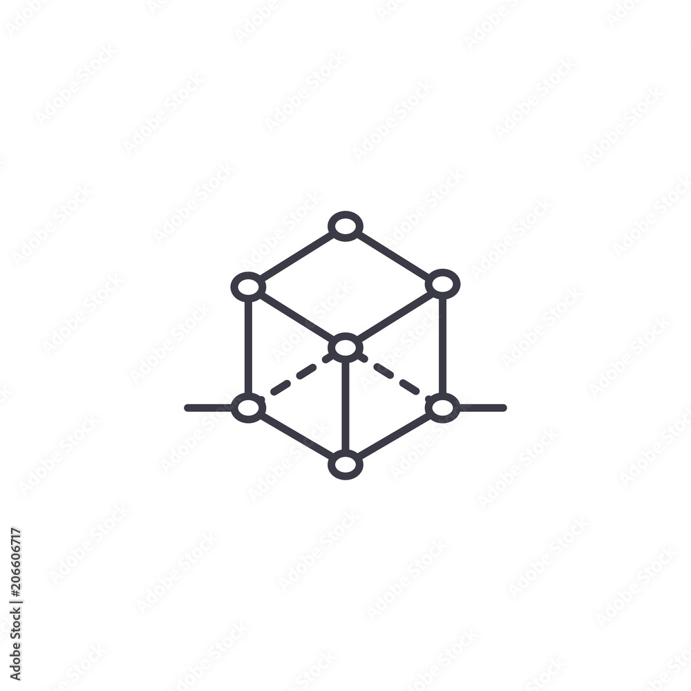 Isometric projection linear icon concept. Isometric projection line vector sign, symbol, illustration.