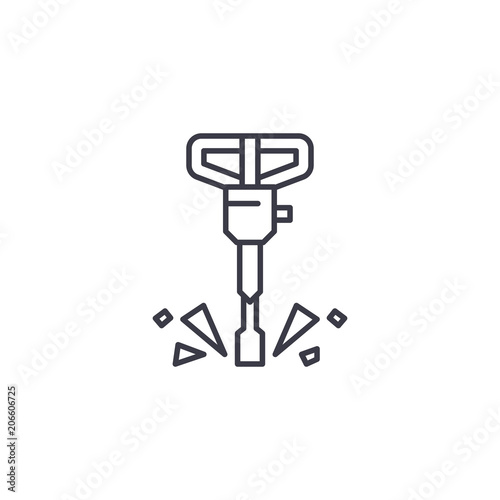 Jackhammer linear icon concept. Jackhammer line vector sign  symbol  illustration.