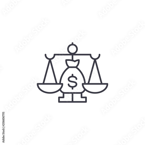 Judicial system linear icon concept. Judicial system line vector sign, symbol, illustration.