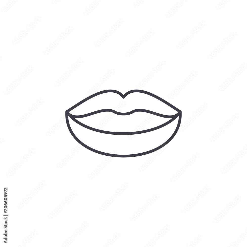 Lips linear icon concept. Lips line vector sign, symbol, illustration. Lips linear icon concept. Lips line vector sign, symbol, illustration.