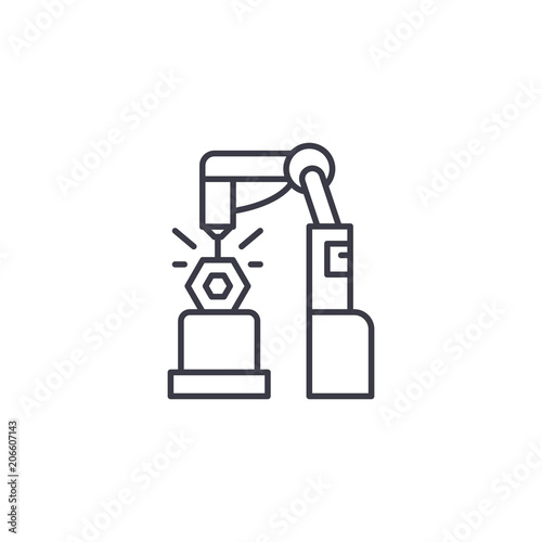 Manufacturing linear icon concept. Manufacturing line vector sign, symbol, illustration.