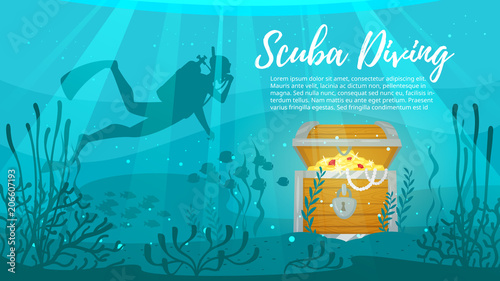 Scuba Diver explores treasure chest