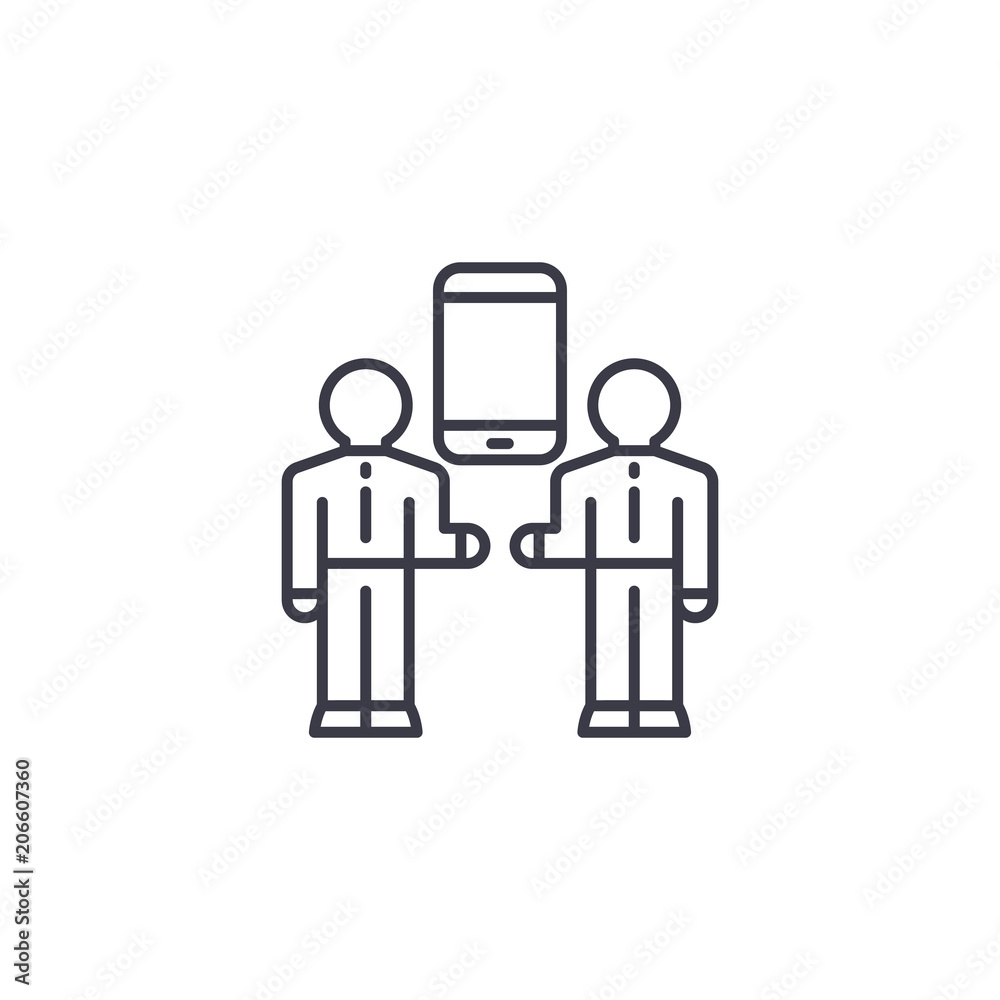 Means of communication linear icon concept. Means of communication line vector sign, symbol, illustration. Means of communication linear icon concept. Means of communication line vector sign, symbol, illustration.