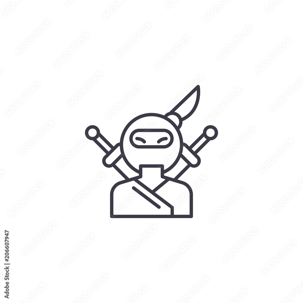 Ninja linear icon concept. Ninja line vector sign, symbol, illustration.