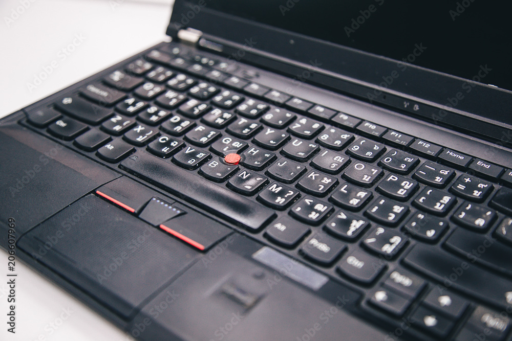 Keyboard on the laptop with Thai language Keyboard on the laptop with Thai language