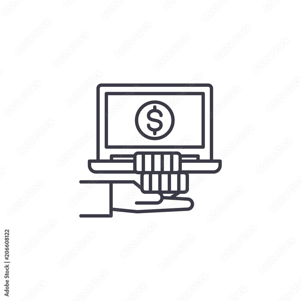 Online income linear icon concept. Online income line vector sign, symbol, illustration. Online income linear icon concept. Online income line vector sign, symbol, illustration.