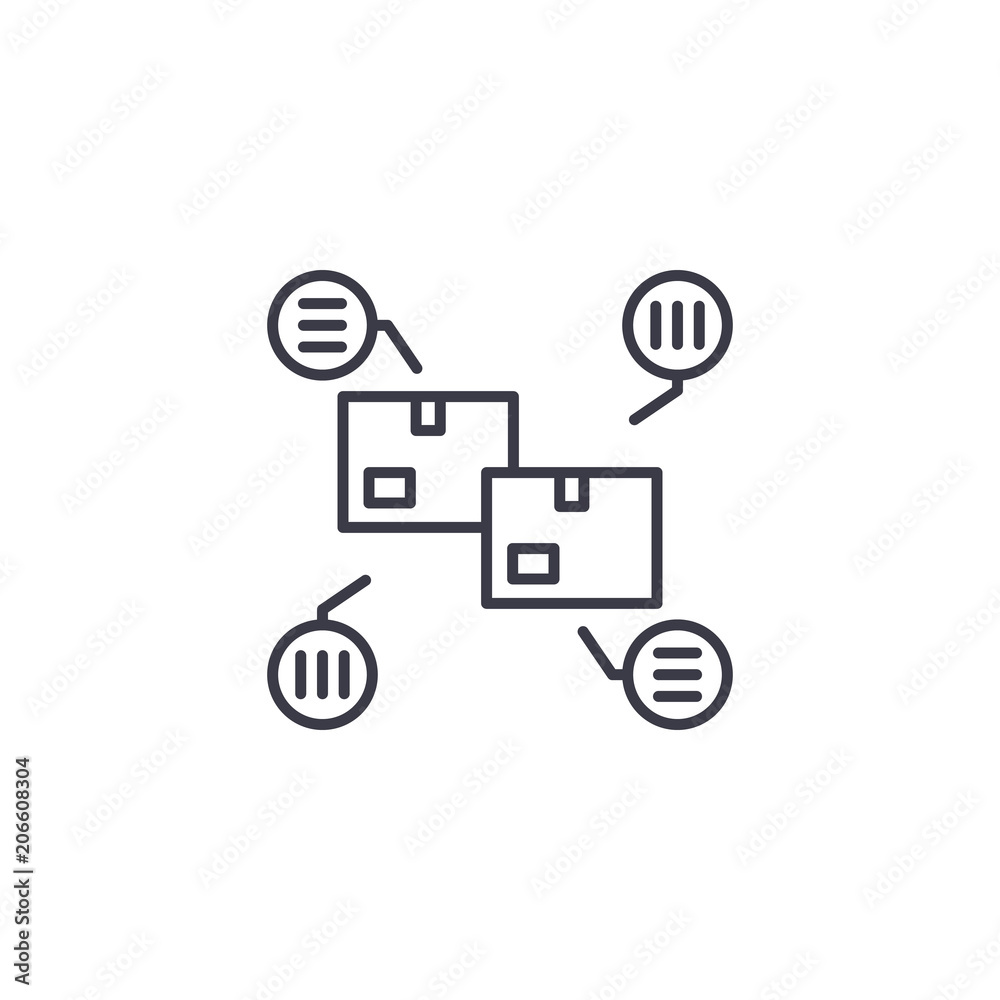 Package labels linear icon concept. Package labels line vector sign, symbol, illustration. Package labels linear icon concept. Package labels line vector sign, symbol, illustration.