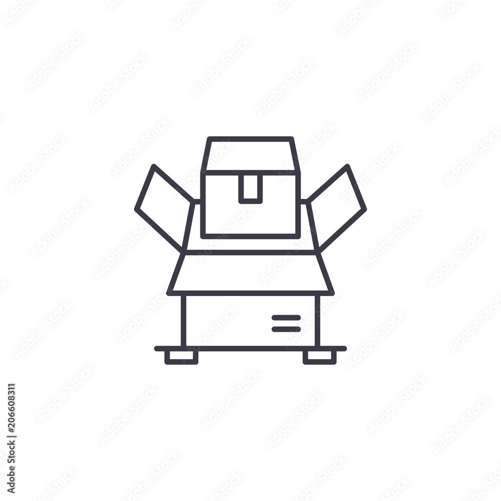 Package parcel linear icon concept. Package parcel line vector sign, symbol, illustration. Package parcel linear icon concept. Package parcel line vector sign, symbol, illustration.