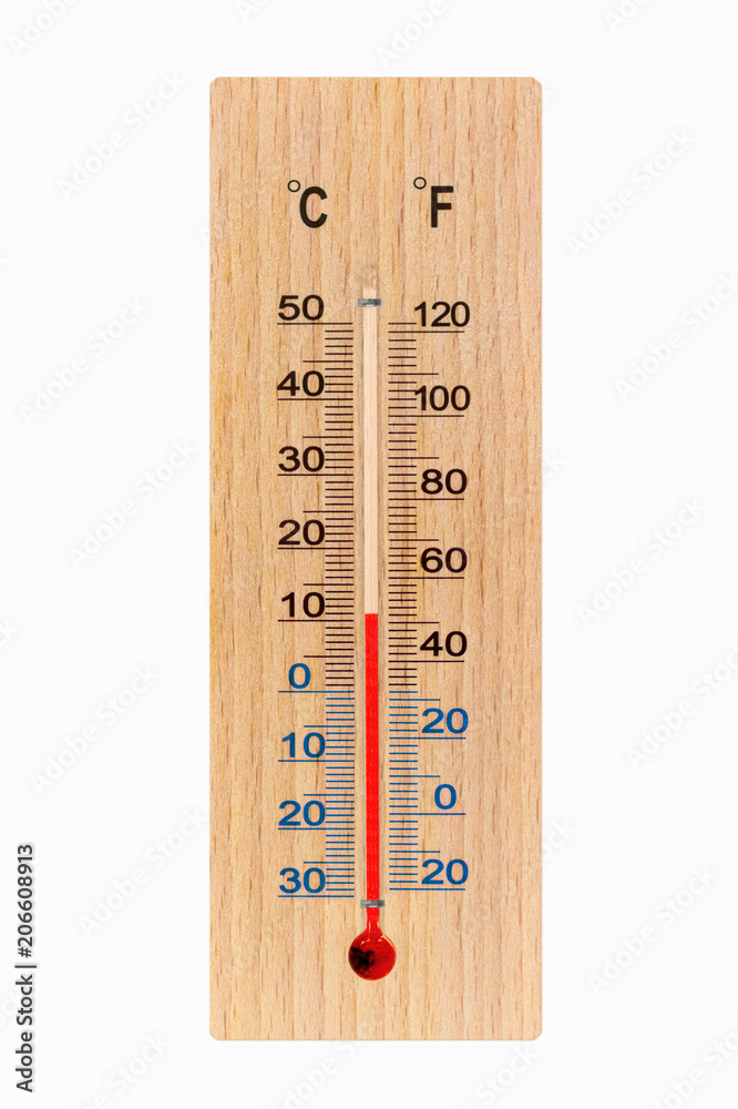 Wooden meteorology thermometer isolated on white background. Air  temperature plus 11 degrees celsius Stock Photo | Adobe Stock