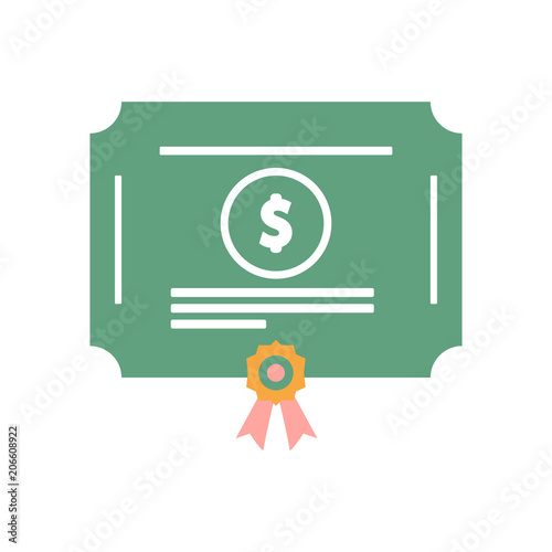 Stock share certificate icon vector, filled flat sign, solid colorful pictogram isolated on white. Bonds, securities symbol, logo illustration. Vector illustration