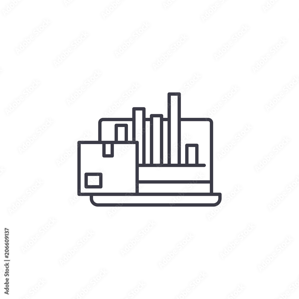 Production performance linear icon concept. Production performance line vector sign, symbol, illustration.