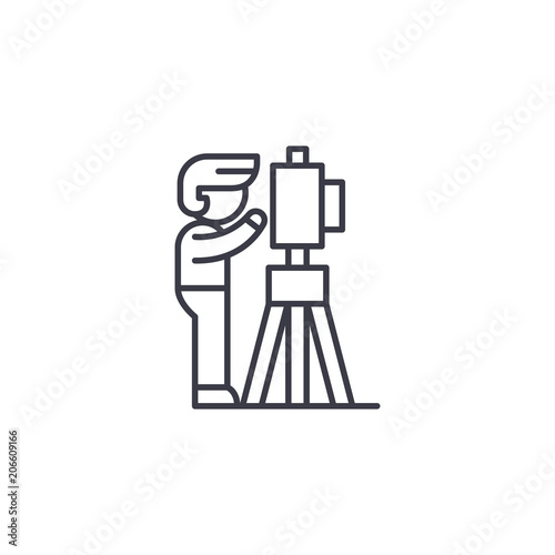 Professional photographer linear icon concept. Professional photographer line vector sign, symbol, illustration.