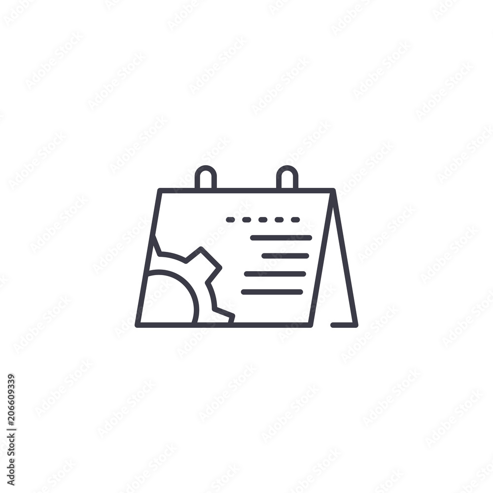 Project schedule linear icon concept. Project schedule line vector sign, symbol, illustration. Project schedule linear icon concept. Project schedule line vector sign, symbol, illustration.