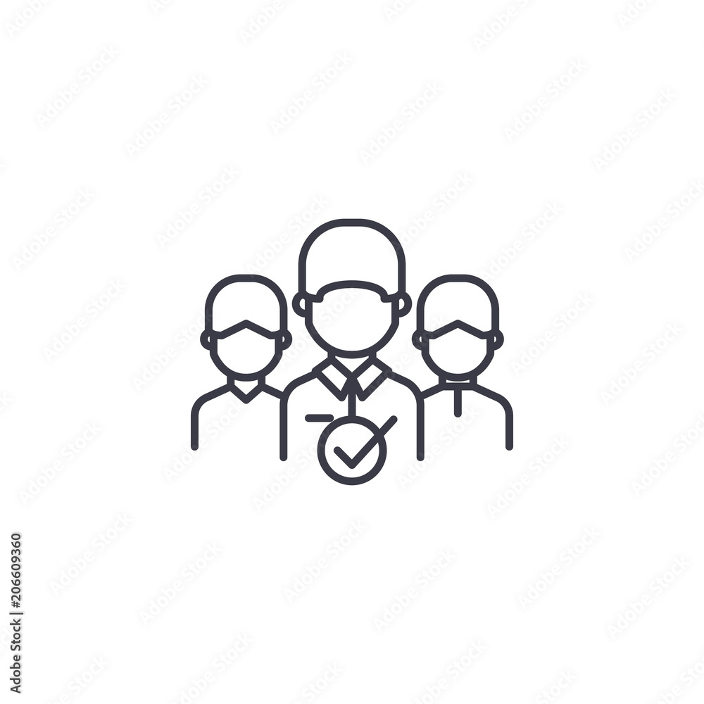 Project team linear icon concept. Project team line vector sign, symbol, illustration. Project team linear icon concept. Project team line vector sign, symbol, illustration.