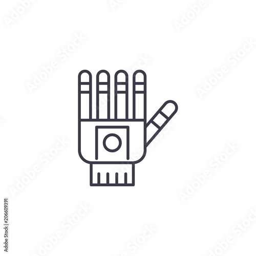 Prosthetic hand linear icon concept. Prosthetic hand line vector sign, symbol, illustration.