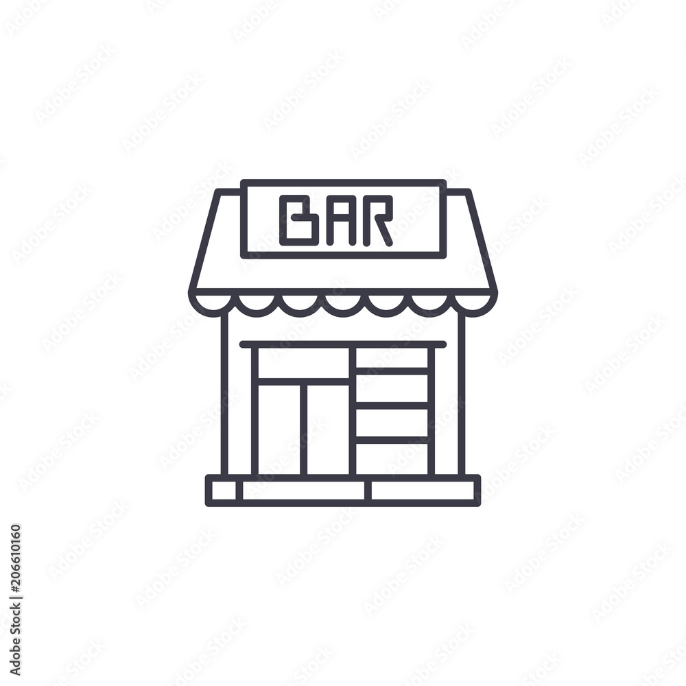 Saloon bar linear icon concept. Saloon bar line vector sign, symbol, illustration. Saloon bar linear icon concept. Saloon bar line vector sign, symbol, illustration.