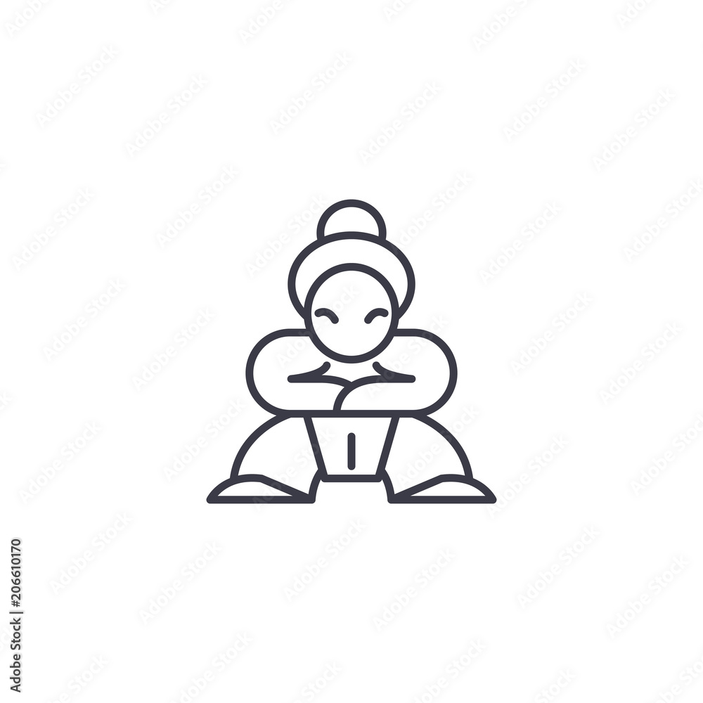 Samurai linear icon concept. Samurai line vector sign, symbol, illustration. Samurai linear icon concept. Samurai line vector sign, symbol, illustration.