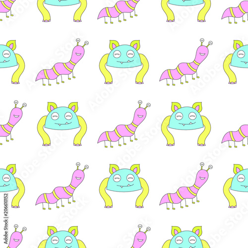 Seamless baby pattern with monsters. Best Choice for cards  invitations  printing  party packs  blog backgrounds  paper craft  party invitations  digital scrapbooking.