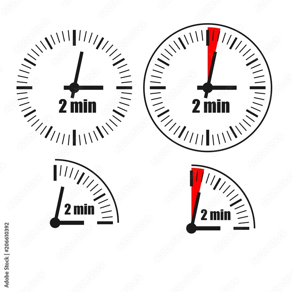 Two Minutes Clock on white background. Two Minutes Clock on white background.