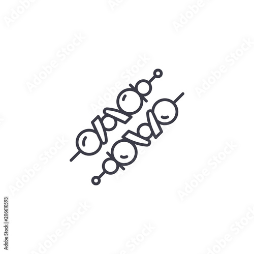 Shish kebab linear icon concept. Shish kebab line vector sign, symbol, illustration.