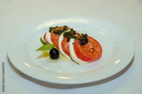 Caprese italian salad in white background