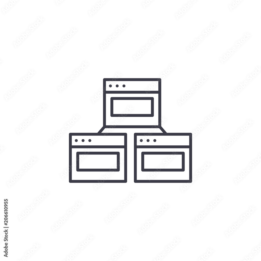 Social network system linear icon concept. Social network system line vector sign, symbol, illustration. Social network system linear icon concept. Social network system line vector sign, symbol, illustration.