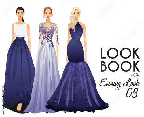 Body Template with Outfits and Accessories for Evening Look : Vector Illustration