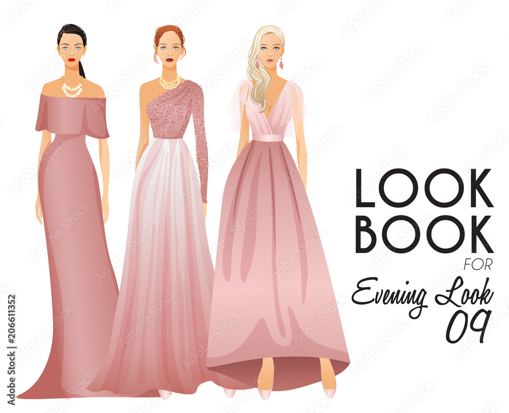 Body Template with Outfits and Accessories for Evening Look : Vector Illustration