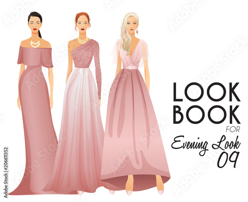 Body Template with Outfits and Accessories for Evening Look   Vector Illustration