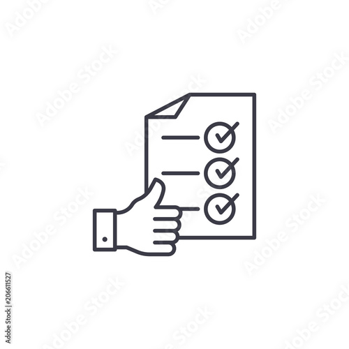 Successful completion linear icon concept. Successful completion line vector sign, symbol, illustration.