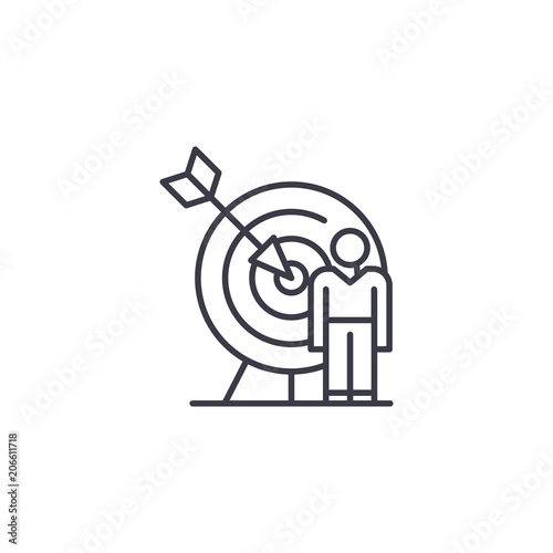 Target market audience linear icon concept. Target market audience line vector sign, symbol, illustration.