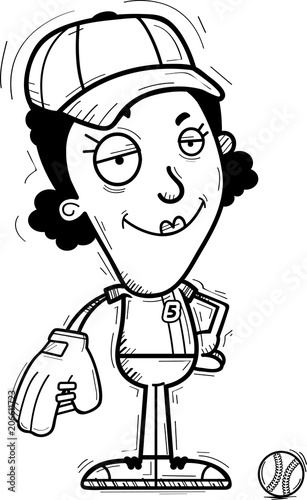Confident Cartoon Black Baseball Player