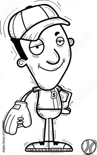 Confident Cartoon Black Baseball Player