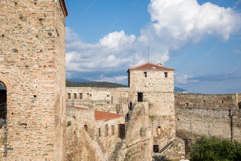 panoramic view of the old Byzantine Castle in the city of Thessaloniki , Greece.